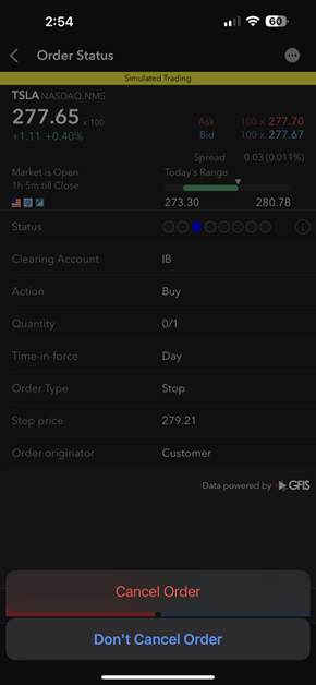 The BookTrader cancel order on the iPhone. 